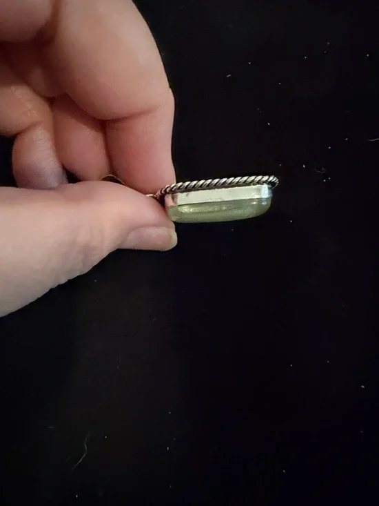 Sterling Silver White Opal-like Glass Pendant Necklace - Picture 5 of 5